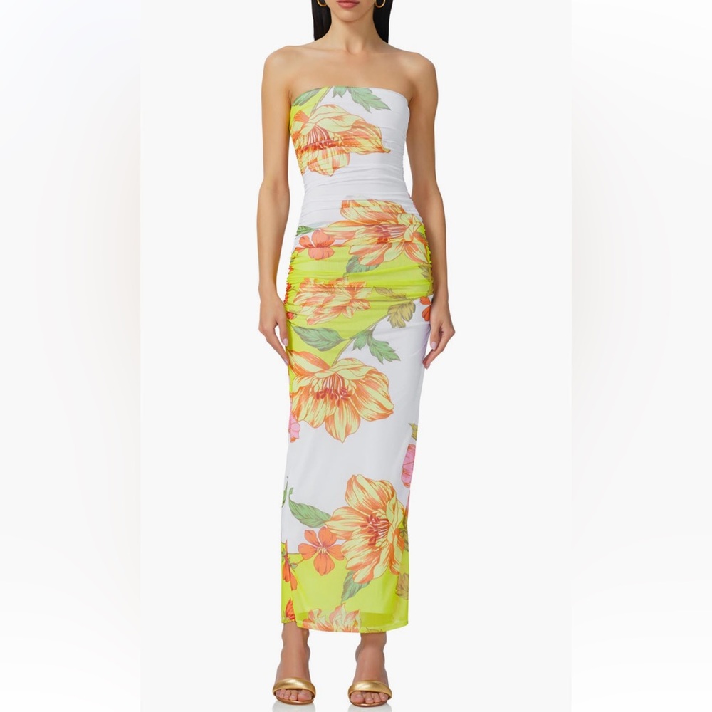 AFRM marlo ruched strapless dress, never worn tag still on!